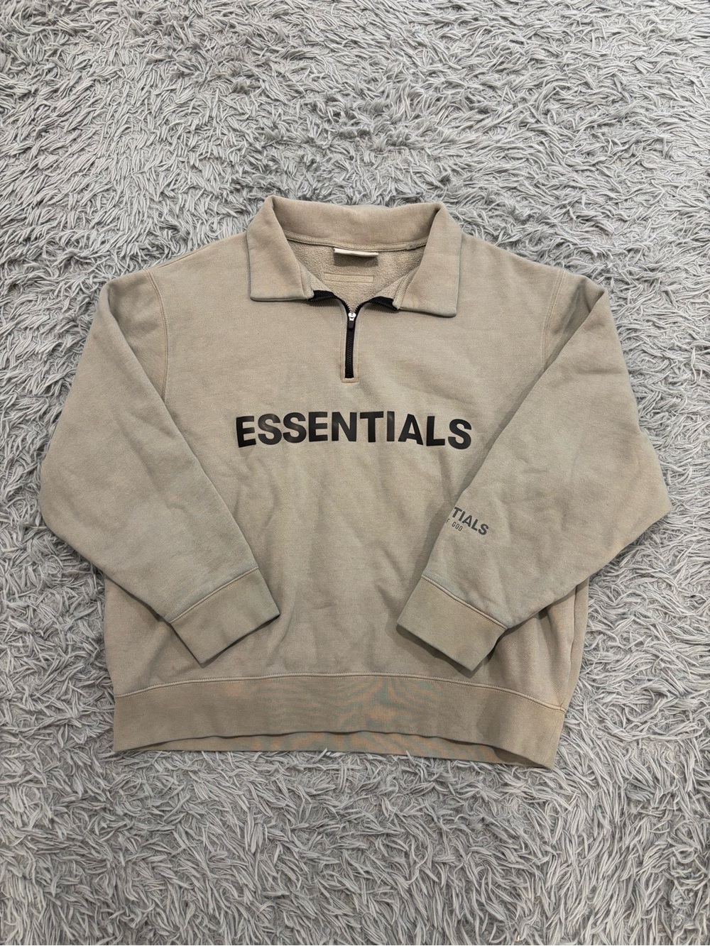 Essentials Fear of God Men’s Oatmeal 1/4 Zip Pullover Sweater Medium Streetwear
